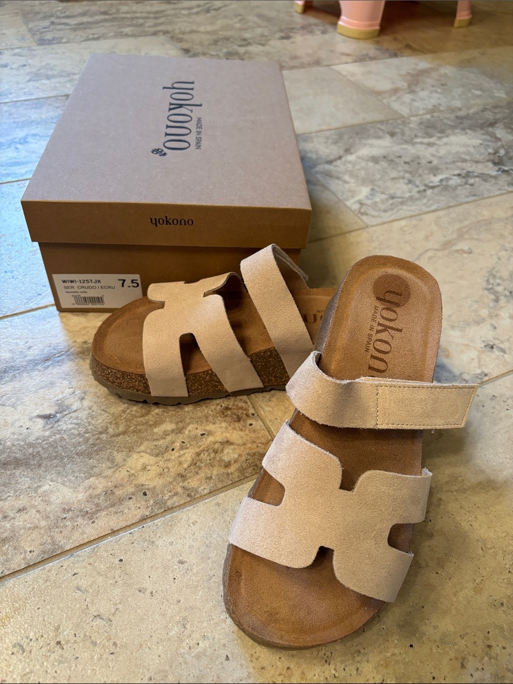 Yokono Women's Suede Slide Sandals in Beige